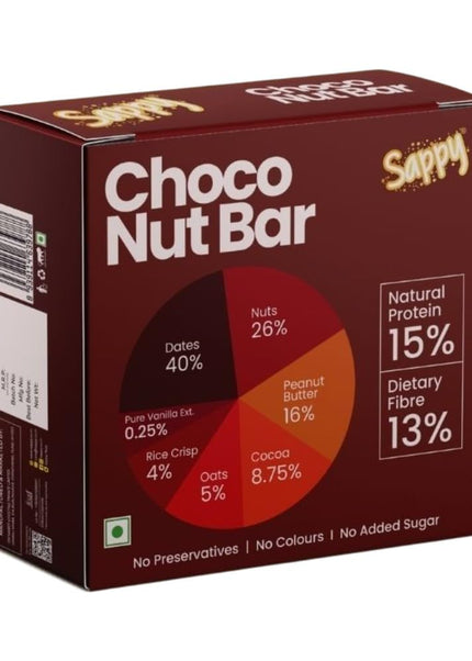 SAPPY Choco Energy Bar (50g) – Dates, Nuts, cocoa & Peanut Butter | No Preservatives