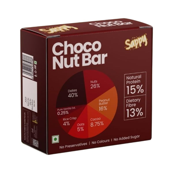 SAPPY Choco Energy Bar (50g) – Dates, Nuts, cocoa & Peanut Butter | No Preservatives