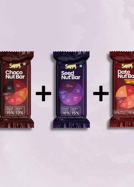 Sappy Combo Nut Bars – Clean Energy Bars with Dates, Nuts & Peanut Butter | No Preservatives