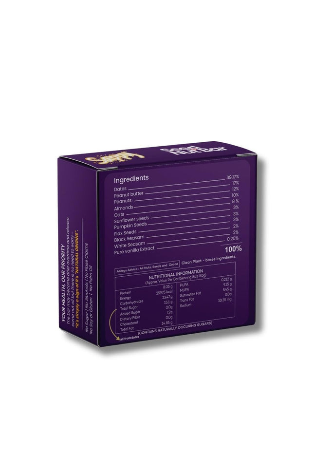 SAPPY Seed & Nut Energy Bars (50g) – Made with Dates, Nuts & Peanut Butter | No Preservatives