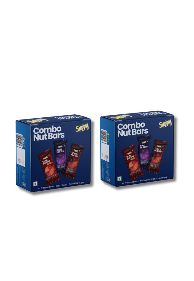 Sappy Combo Nut Bars – Clean Energy Bars with Dates, Nuts & Peanut Butter | No Preservatives