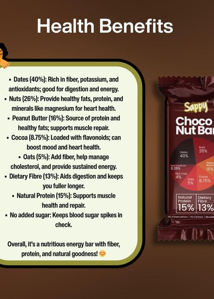 Sappy Combo Nut Bars – Clean Energy Bars with Dates, Nuts & Peanut Butter | No Preservatives