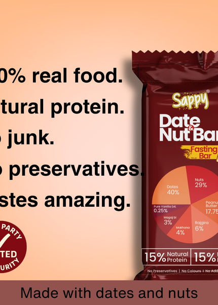 Sappy Combo Nut Bars – Clean Energy Bars with Dates, Nuts & Peanut Butter | No Preservatives