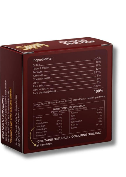 SAPPY Choco Energy Bar (50g) – Dates, Nuts, cocoa & Peanut Butter | No Preservatives