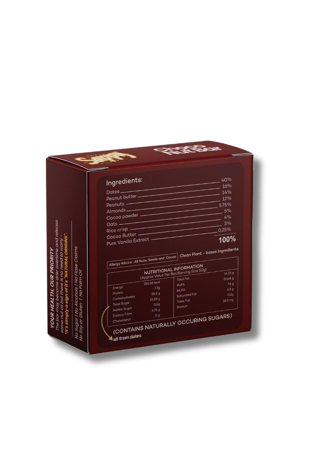 SAPPY Choco Energy Bar (50g) – Dates, Nuts, cocoa & Peanut Butter | No Preservatives