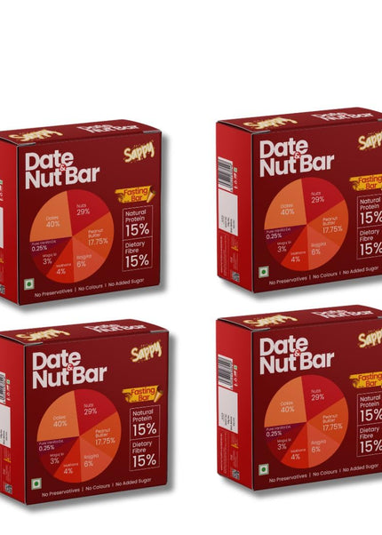 SAPPY Date & Nut Energy Bars (50g) – Made with Dates | Rich in Fiber & Protein | No Preservatives