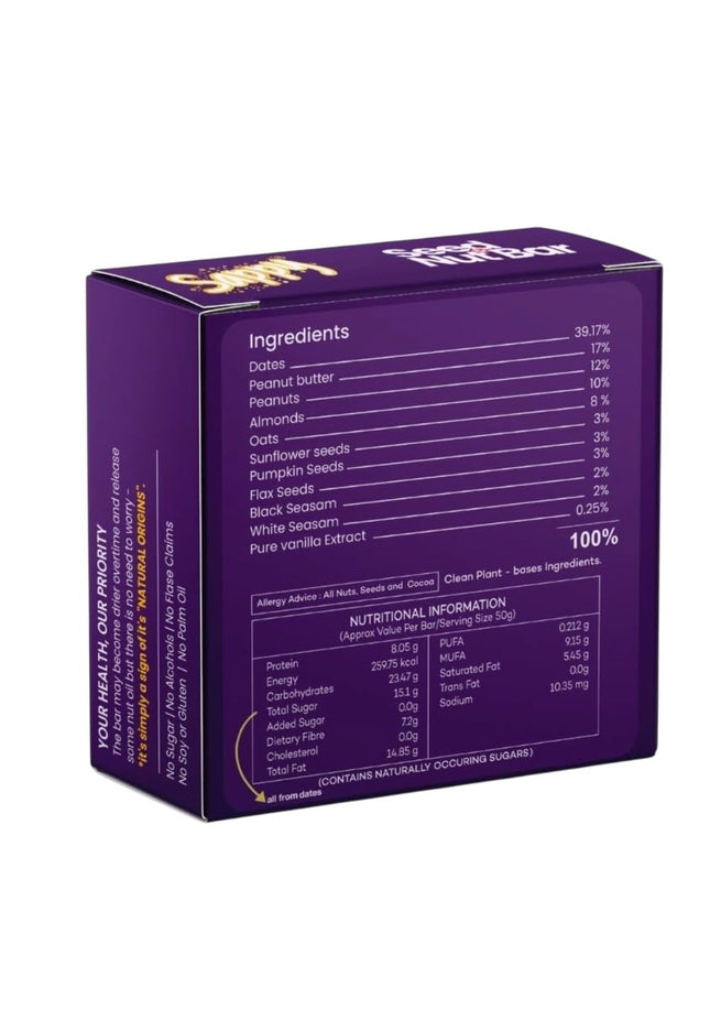 SAPPY Seed & Nut Energy Bars (50g) – Made with Dates, Nuts & Peanut Butter | No Preservatives