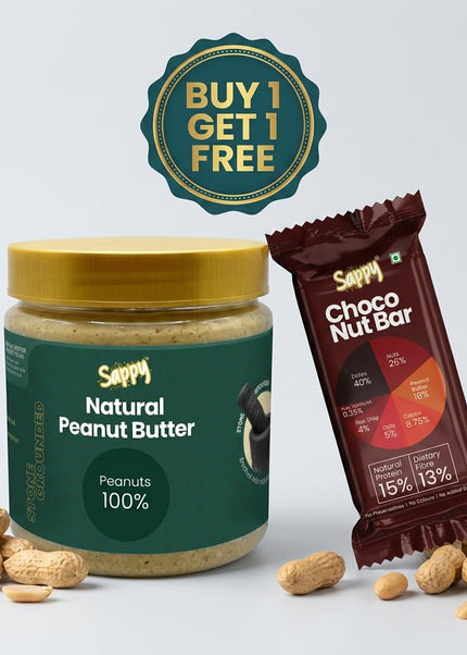 SAPPY Chocolate Peanut Butter (400g) + Choco Nut Energy Bar (50g) Combo