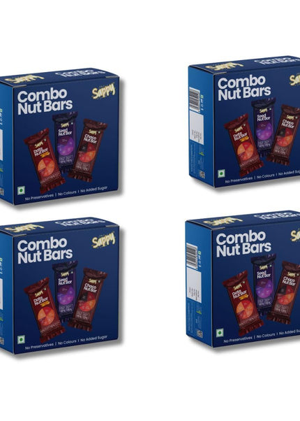 Sappy Combo Nut Bars – Clean Energy Bars with Dates, Nuts & Peanut Butter | No Preservatives
