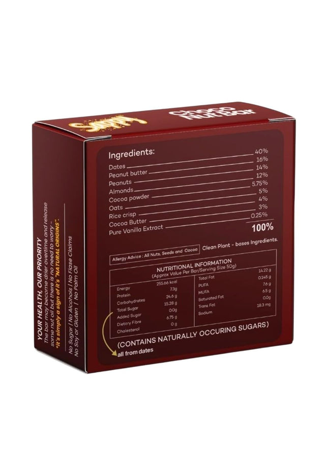 SAPPY Choco Energy Bar (50g) – Dates, Nuts, cocoa & Peanut Butter | No Preservatives