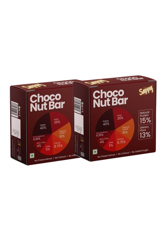 SAPPY Choco Energy Bar (50g) – Dates, Nuts, cocoa & Peanut Butter | No Preservatives