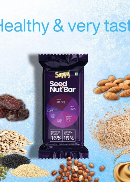 Sappy Combo Nut Bars – Clean Energy Bars with Dates, Nuts & Peanut Butter | No Preservatives
