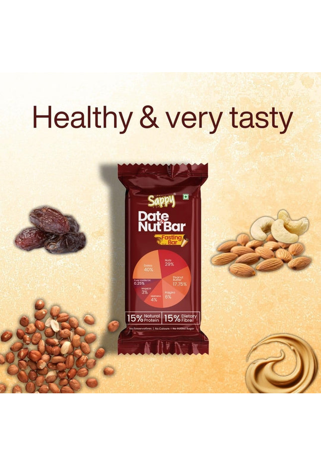 Sappy Combo Nut Bars – Clean Energy Bars with Dates, Nuts & Peanut Butter | No Preservatives