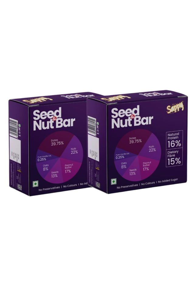 SAPPY Seed & Nut Energy Bars (50g) – Made with Dates, Nuts & Peanut Butter | No Preservatives