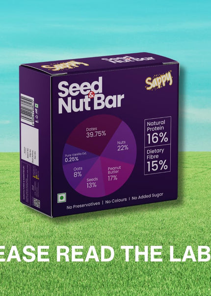 SAPPY Seed & Nut Energy Bars (50g) – Made with Dates, Nuts & Peanut Butter | No Preservatives