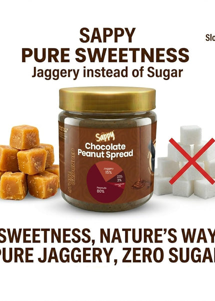SAPPY Chocolate Peanut Butter (400g) – Stone Ground with Jaggery & Cocoa | No Preservatives