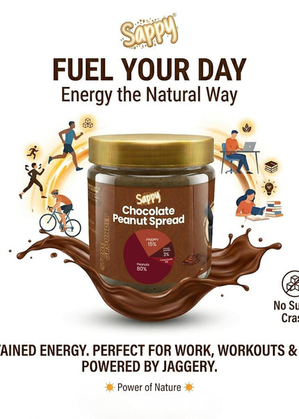 SAPPY Chocolate Peanut Butter (400g) – Stone Ground with Jaggery & Cocoa | No Preservatives