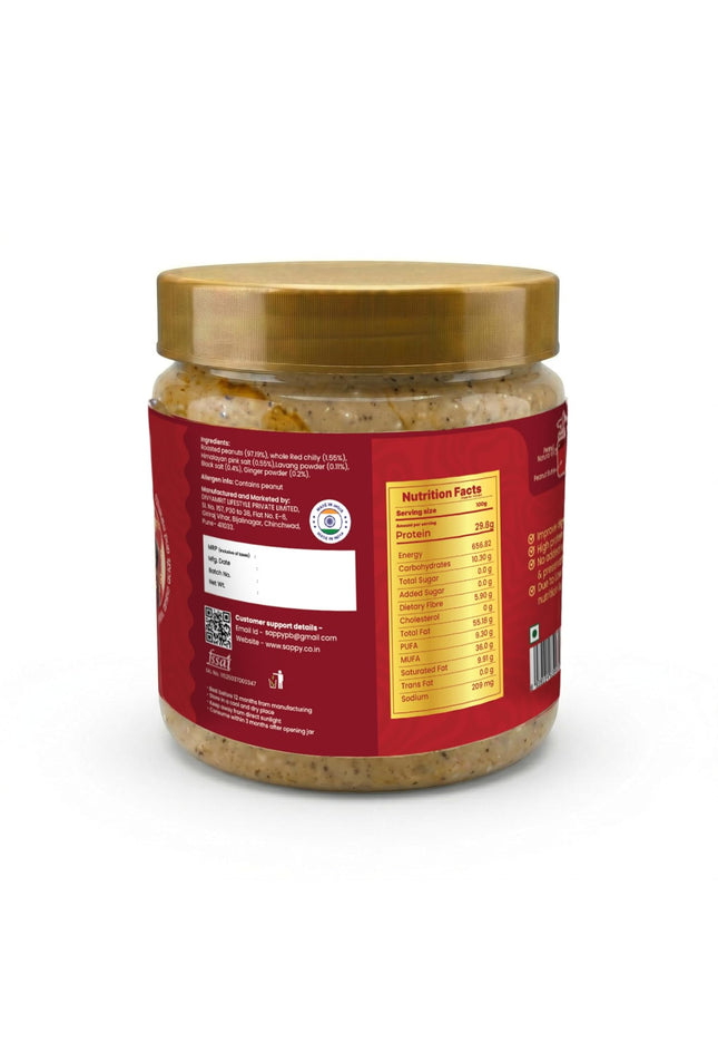 SAPPY Chilli Spice Peanut Spread (400g) – Stone Ground, Natural Texture | No Preservatives