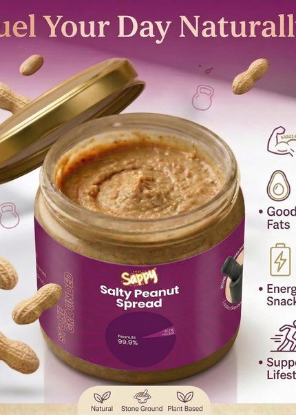SAPPY Salty Peanut Spread (400g) – Stone Ground, Natural Texture | No Preservatives