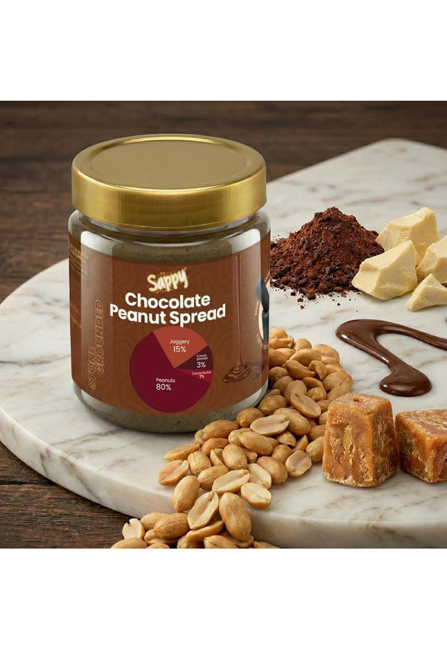 SAPPY Chocolate Peanut Butter (400g) – Stone Ground with Jaggery & Cocoa | No Preservatives