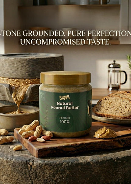 SAPPY Natural Peanut Butter (400g) – Stone Ground, Pure Peanuts. Nothing Else