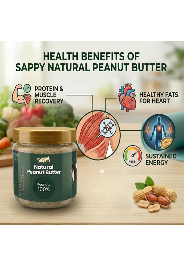 SAPPY Natural Peanut Butter (400g) – Stone Ground, Pure Peanuts. Nothing Else