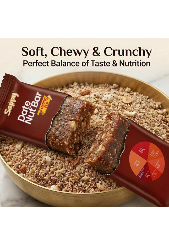 SAPPY Date & Nut Energy Bars (50g) – Made with Dates | Rich in Fiber & Protein | No Preservatives
