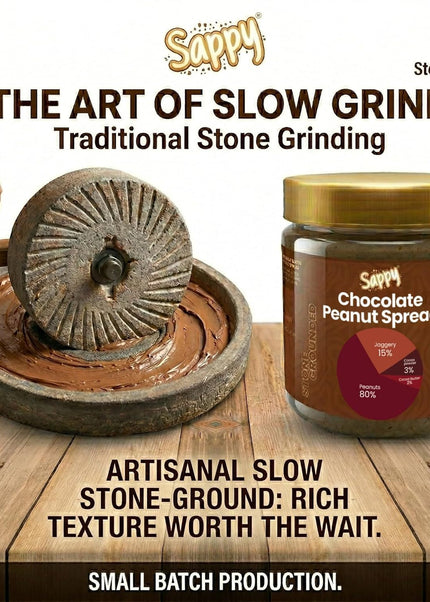SAPPY Chocolate Peanut Butter (400g) – Stone Ground with Jaggery & Cocoa | No Preservatives