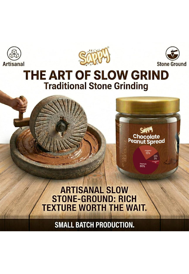 SAPPY Chocolate Peanut Butter (400g) – Stone Ground with Jaggery & Cocoa | No Preservatives