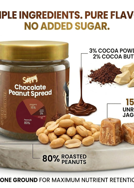 SAPPY Chocolate Peanut Butter (400g) – Stone Ground with Jaggery & Cocoa | No Preservatives