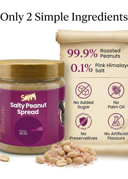SAPPY Salty Peanut Spread (400g) – Stone Ground, Natural Texture | No Preservatives