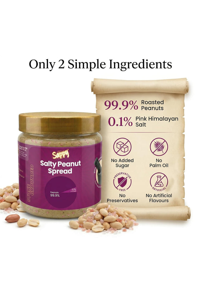 SAPPY Salty Peanut Spread (400g) – Stone Ground, Natural Texture | No Preservatives
