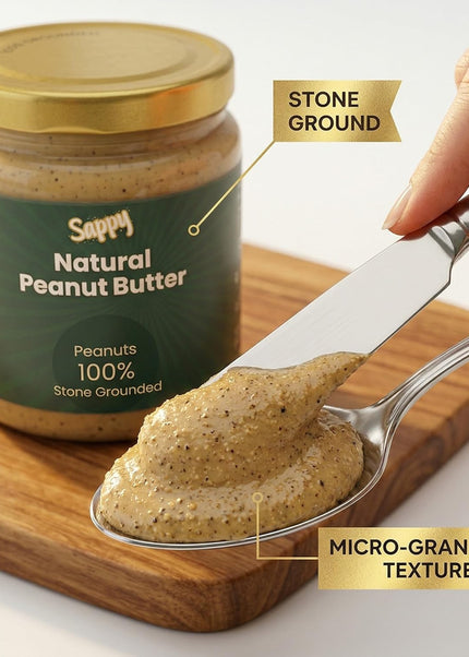 SAPPY Natural Peanut Butter (400g) – Stone Ground, Pure Peanuts. Nothing Else