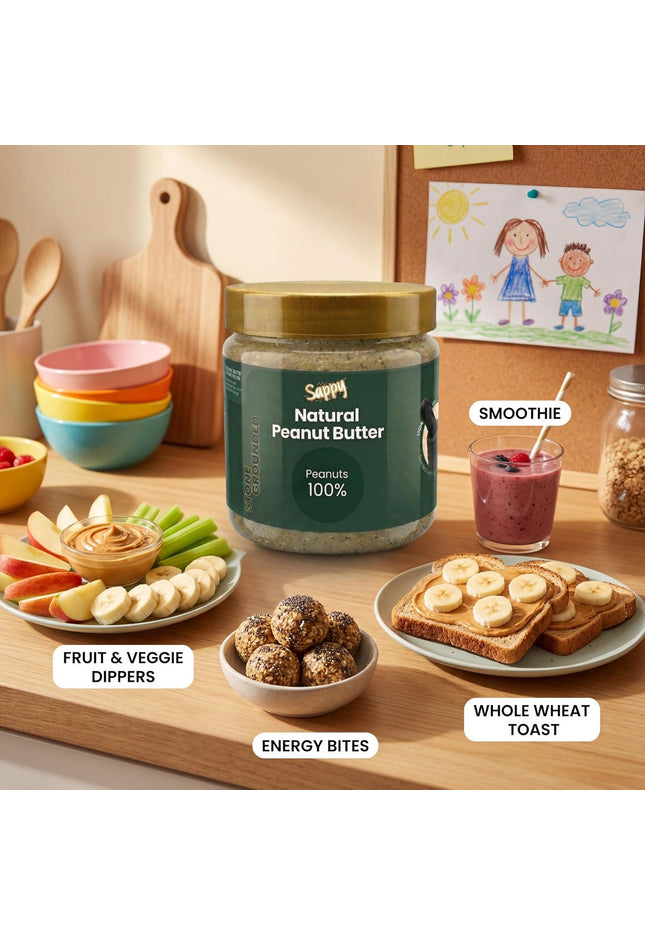 SAPPY Natural Peanut Butter (400g) – Stone Ground, Pure Peanuts. Nothing Else