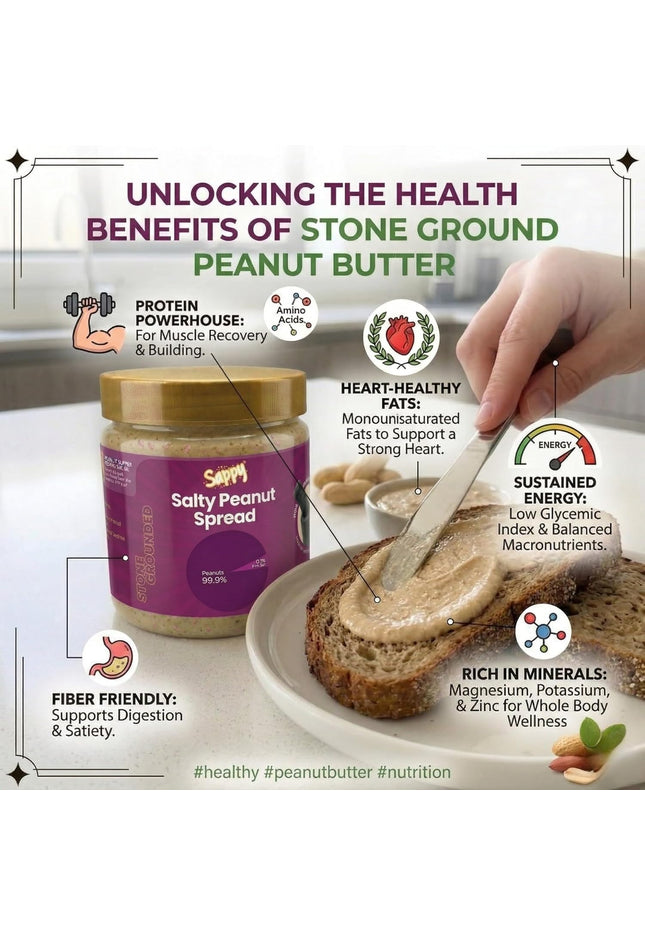 SAPPY Salty Peanut Spread (400g) – Stone Ground, Natural Texture | No Preservatives