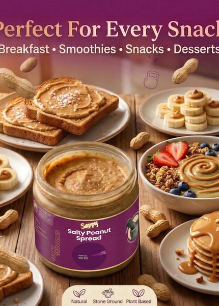 SAPPY Salty Peanut Spread (400g) – Stone Ground, Natural Texture | No Preservatives