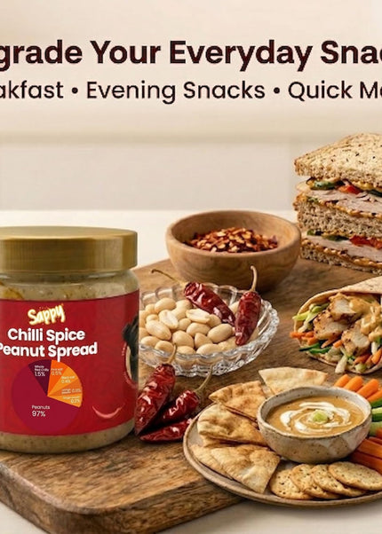 SAPPY Chilli Spice Peanut Spread (400g) – Stone Ground, Natural Texture | No Preservatives
