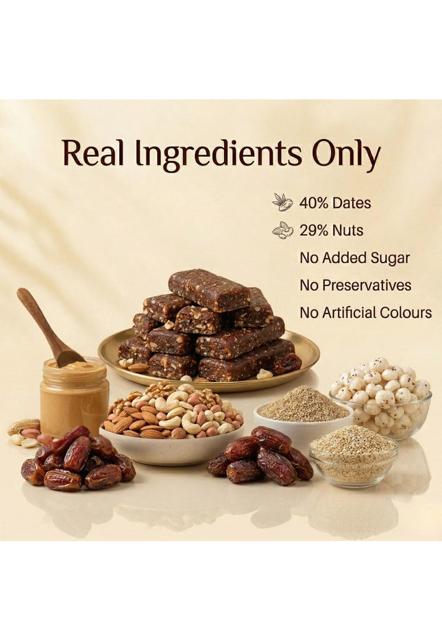 SAPPY Date & Nut Energy Bars (50g) – Made with Dates | Rich in Fiber & Protein | No Preservatives