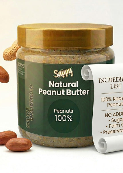 SAPPY Natural Peanut Butter (400g) – Stone Ground, Pure Peanuts. Nothing Else